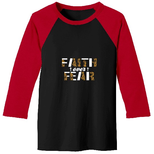 Christian Leopard Faith Over Fear tee Bible Verse tee Faith in Jesus a Christ Baseball Tees