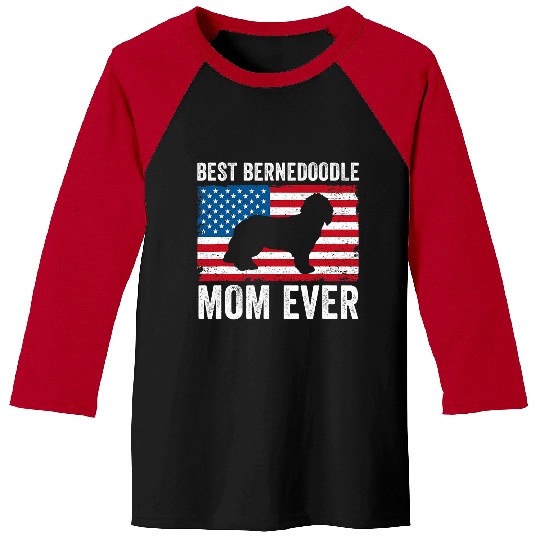 Bernedoodle Mom American Flag Bernedoodle Mountain Dog Cute Baseball Tees