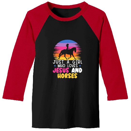 Christian Just A Girl Who Loves Jesus And Horses Equestrian Christian Christ Baseball Tees