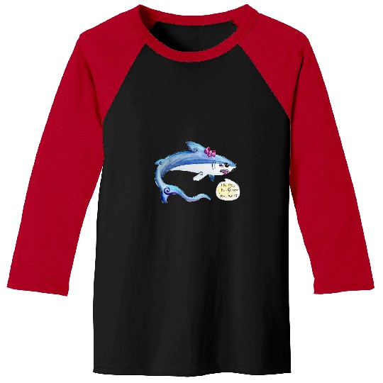 Funny and Cute Tsundere Anime Thresher Shark Senpai Baseball Tees