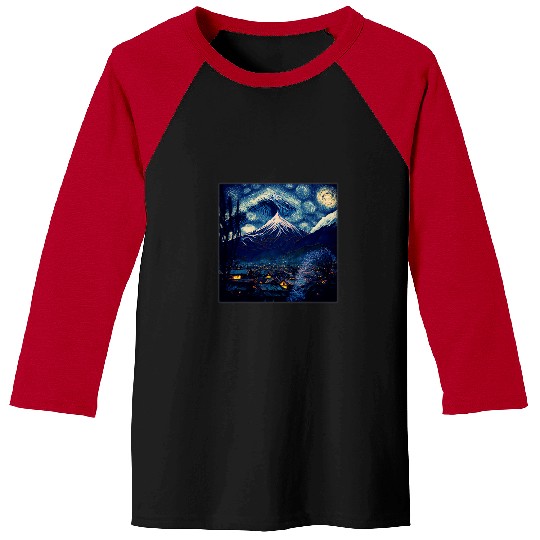 Surrealism Starry Night Mount Fuji Baseball Tees