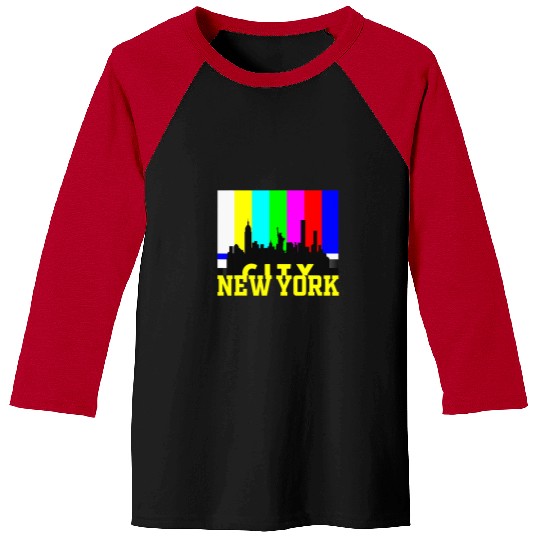 Cool New York City with TV Test Signal Illustration Graphic Baseball Tees