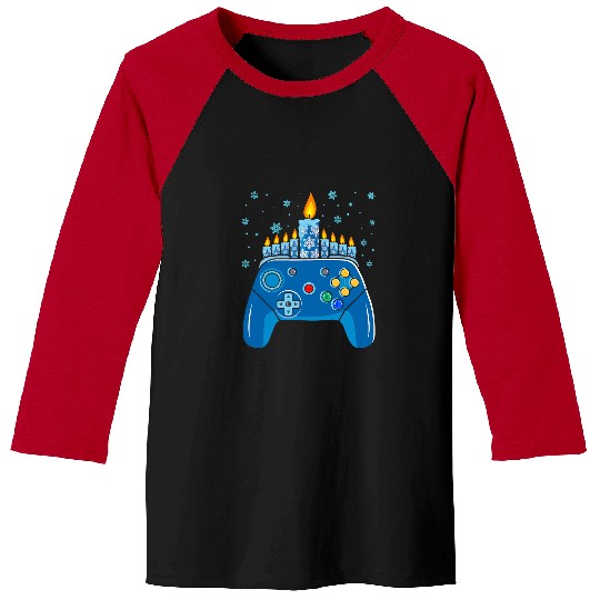 Game Gaming Video Game Controller Hanukkah Menorah Candles 489 Gamer Loving Game Baseball Tees