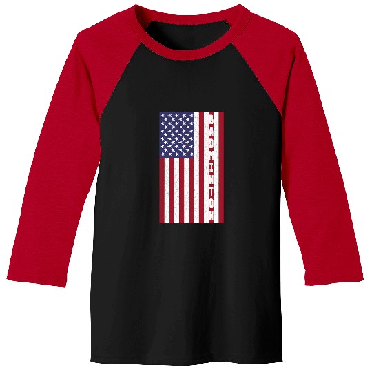 Patriotic Badminton American Flag Design Halftone Graphic Baseball Tees