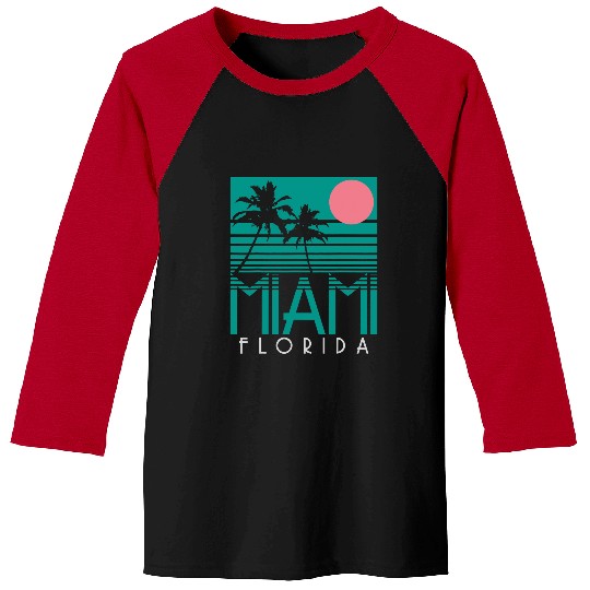 Surf Life Miami Florida vintages Retro Palm Trees Beach Summer Surf Baseball Tees
