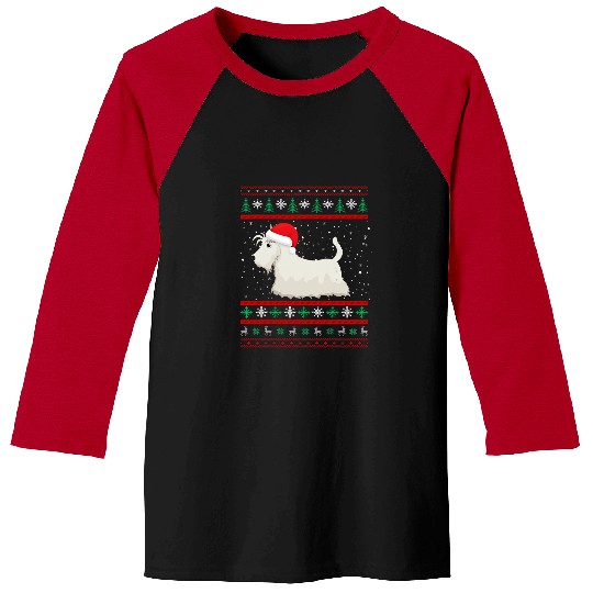 Dog Scottish Terrier Christmas Idea For Women xmass Scottie Dog 6 Baseball Tees