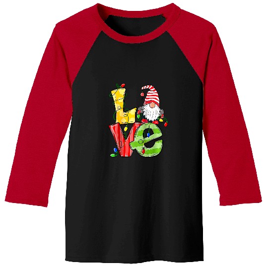 Gnome Christmas Lights Funny Gnomes Love xmass Pajamas185 Baseball Tees