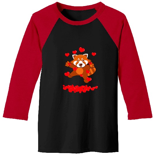 Funny Bear Red Panda Bear With Hearts Happy Valentines Day Kids Boys Cute Bears Baseball Tees
