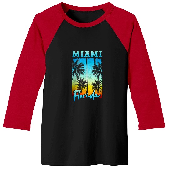 Surf Life Miami Florida Beach vintages Palm Trees Surf Vacation Retro Baseball Tees