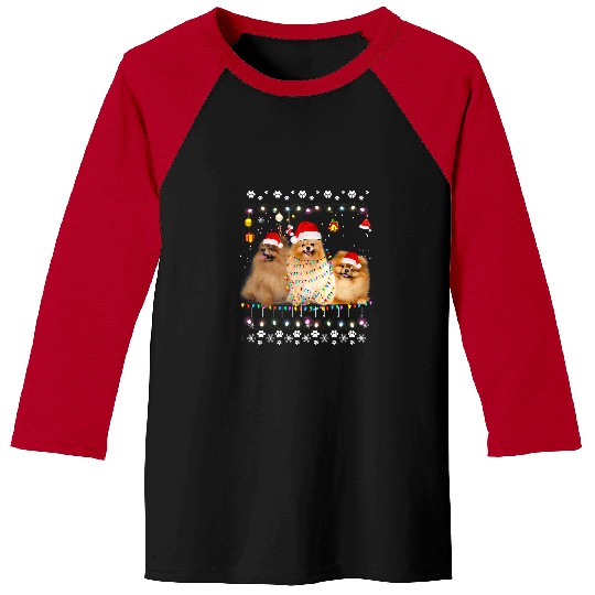 Dog Pomeranian xmass Lighting Matching Ugly Pomeranian Dog Christmas 87 Baseball Tees