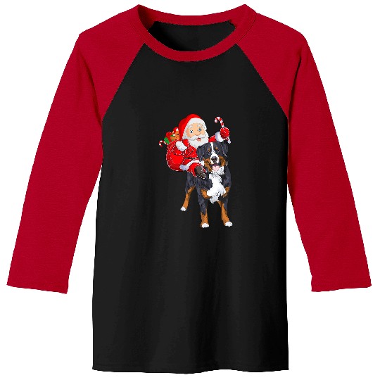 Christmas Santa Claus Riding Bernese Mountain Dog xmass Dog Baseball Tees