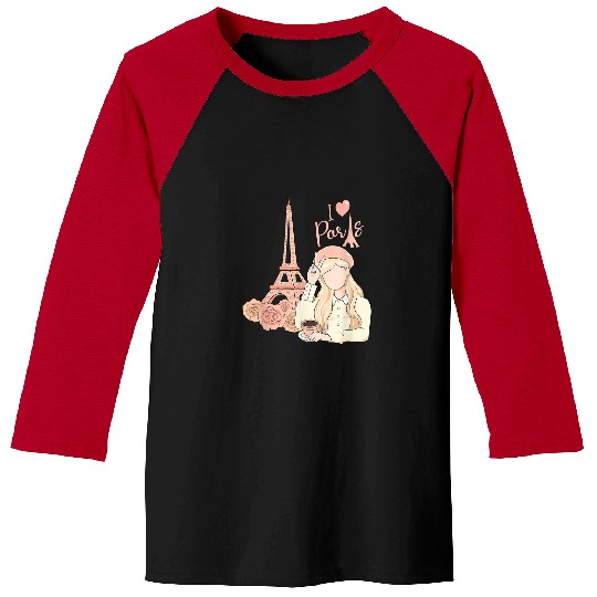 I Love Paris Eiffel Tower Traveler Girl Baseball Tees