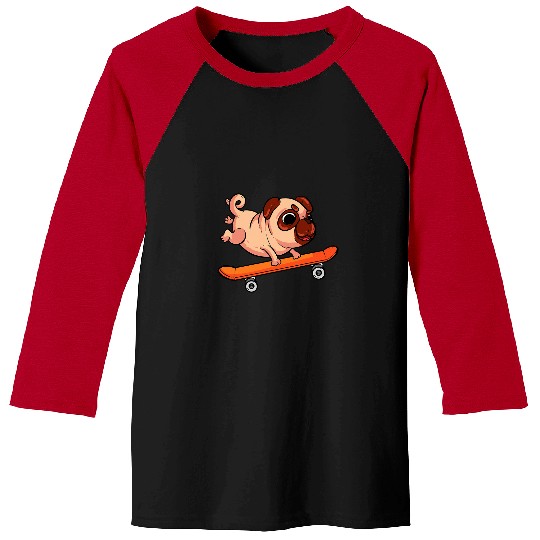 Skateboarding Pug For A Dog Lover And Skater Baseball Tees
