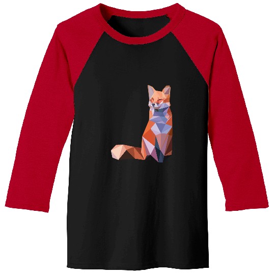 Fox Abstract Polygon Art Cool Geometric Wild Animal Baseball Tees