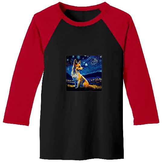 Surrealism Starry Night Jack Chi dog Baseball Tees