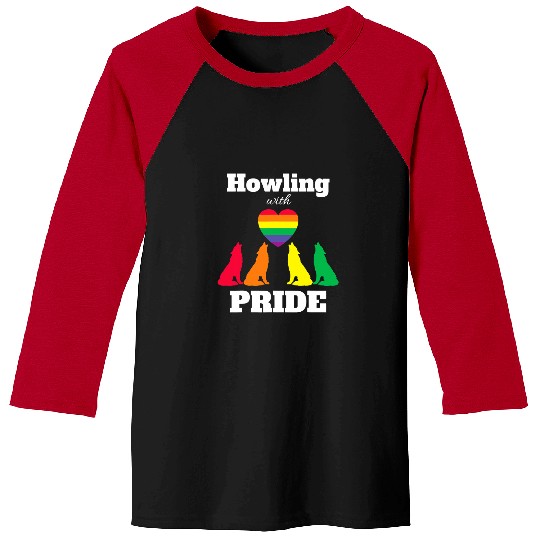 LGBT Pride Gay Pride LGBTQIA wolfs Canis Lupus Lovers Howling With Pride Baseball Tees