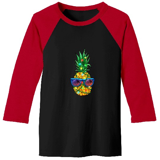 pineapples Christmas Tree Lights Mele Kalikimaka xmass Gifts Baseball Tees