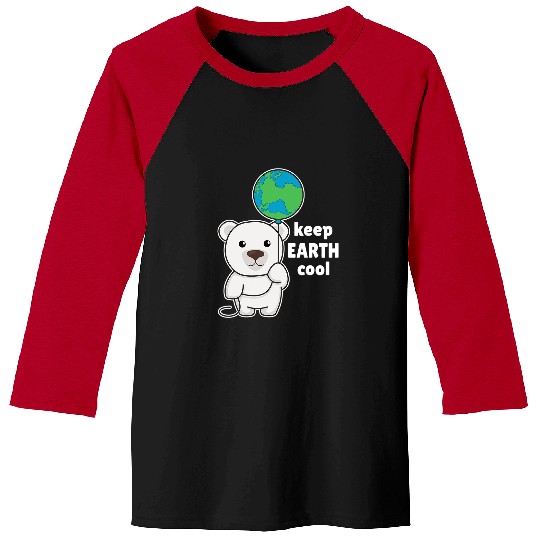 Funny Bear Polar Bear With Earth Climate Protection keeps earth cool Cute Bears Baseball Tees