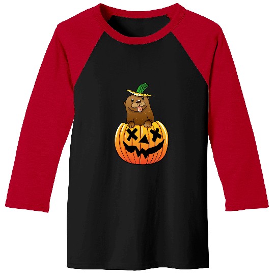 Funny Sea Otter Halloween Illustration Otters Lover Baseball Tees