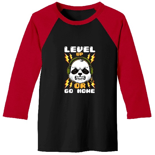 Funny Bear Level Up Funny Video Gamer Panda Bear Gaming Humor Joke Cute Bears Baseball Tees