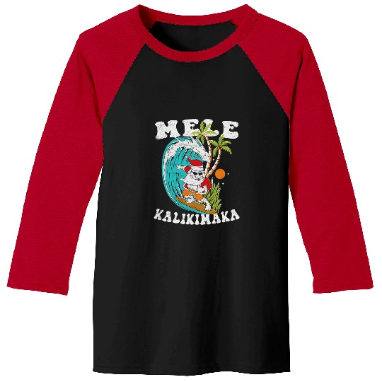 Surf Life Mele Kalikimaka Hawaii Christmas Surfing Santa Baseball Tees
