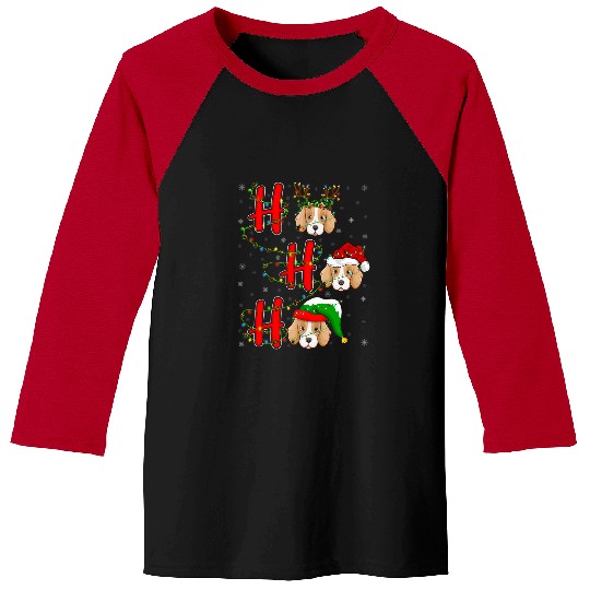 Matching Family xmass Santa Ho Ho Ho Foxhound Christmas Baseball Tees