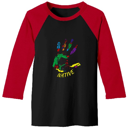 Handprint Native American Indigenous Tribe Illustration Baseball Tees