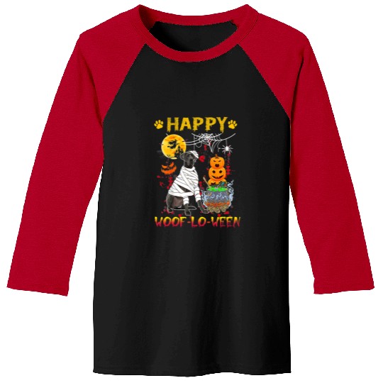 Dog Great Dane Mummy Happy Woofloween Halloween Pumpkin Baseball Tees