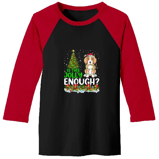 Is This Jolly Enough Foxhound Dog Christmas Tree Baseball Tees