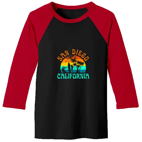 Surf Life San Diego californias Beach Surf Summer Vacation Girl Vintage Baseball Tees