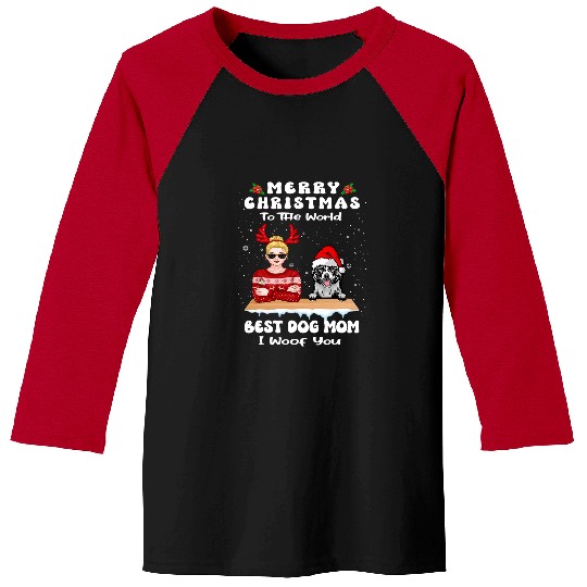 Dog Akita Christmas To The World bests Dog Mom Funny Xmas Baseball Tees