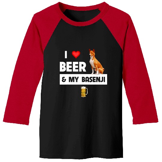 Beer I Love Beer and My Basenji Mom Dad Dog Drinking Pet Parent Baseball Tees