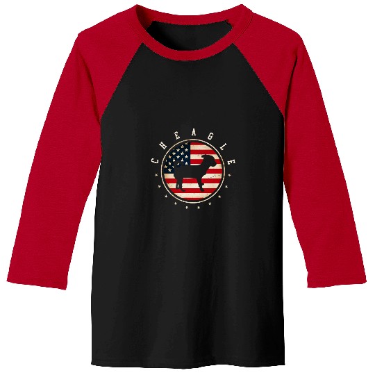 Cheagle USA Flag 4th July Dog Mom Dad Baseball Tees