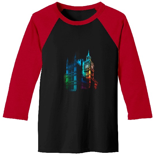 Big Ben Watercolour Painting London Tower Bridge Big Ben Baseball Tees