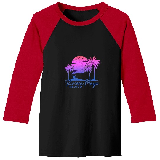 Surf Life Riviera Maya Mexico Surf vintages Sunset Surfer Retro Baseball Tees