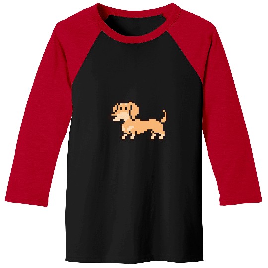 Dachshund 8 Bit Pixel Art Cream Baseball Tees