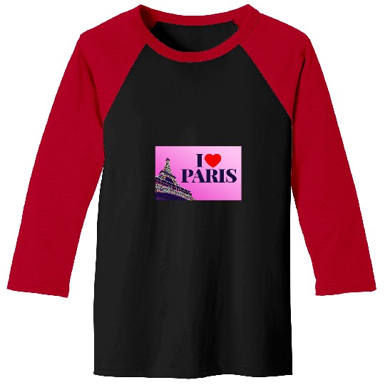 I Love Paris Lovely Paris France Eiffel Tower Illustration Baseball Tees