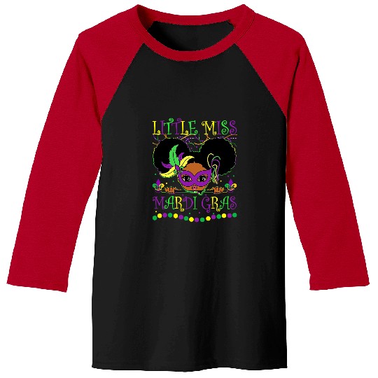 Little Miss Beads Mardi Gras Parade Cute Black Girl Princess Baseball Tees