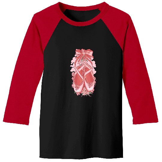 Ballerina Shoes Pink Girls Ladies Jersey Clothing Ballet Baseball Tees
