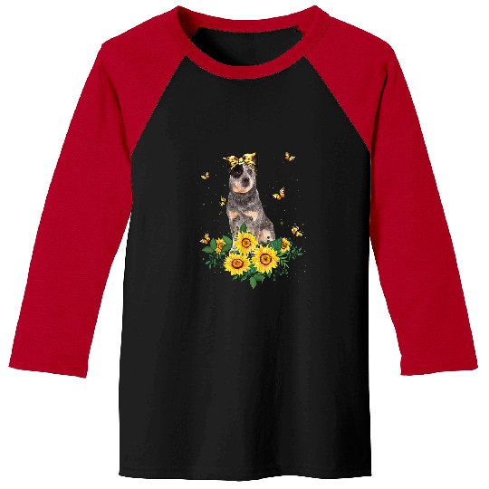 Girls Women Mom Australian Cattle Dog Dog Sunflower Baseball Tees