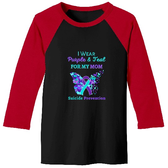 I Wear Purple and Teal for My Mom suicides Prevention Baseball Tees