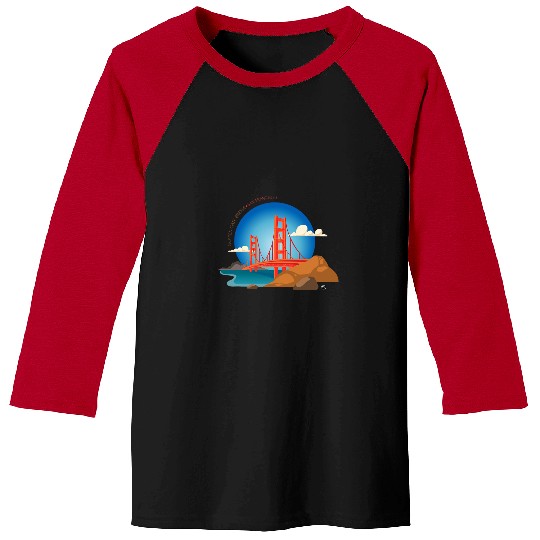 Golden Gate Bridge illustration with the inscription Baseball Tees