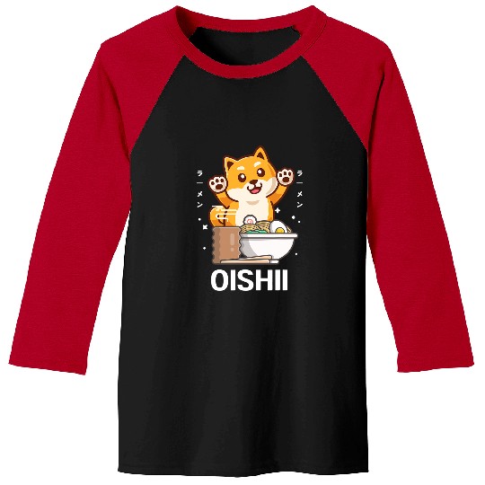 Dog Shiba Inu Cute Kawaii Shiba Inu Eats Ramen Noodle Kawaii Aesthetic Baseball Tees