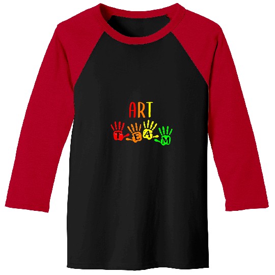 Back To School Art Teacher Team Handprints Baseball Tees