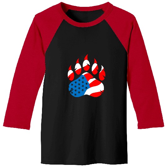 Funny Bear Paw Bear Claw US Flag Native American Cute Bears Baseball Tees