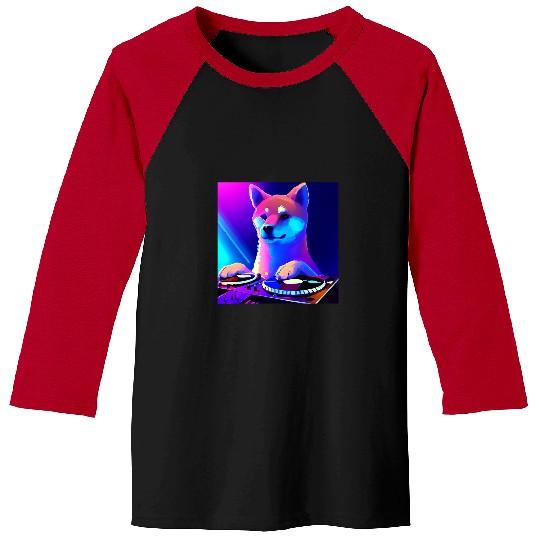 Dog Shiba Inu DJ Vaporwave Doge Dog Men Women Boys Girls 23 Baseball Tees