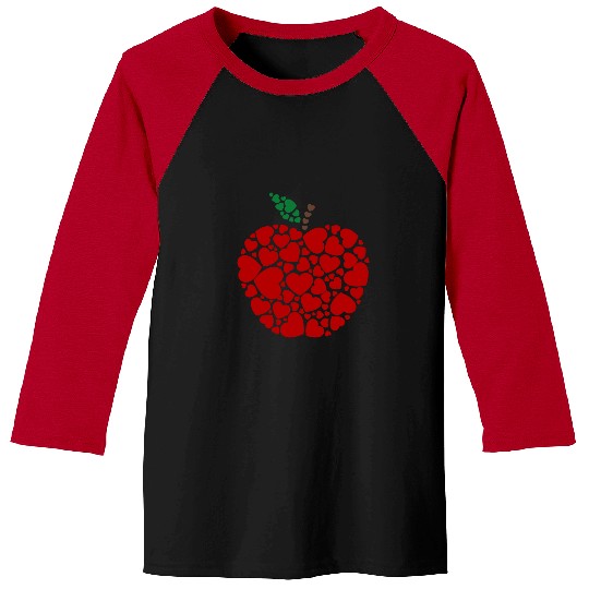 Teacher Job Funny Apple Hearts Teacher Student Happy Valentines Day Men Baseball Tees