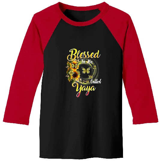 Butterfly Blessed To Be Called Yaya Sunflower Mothers day Baseball Tees