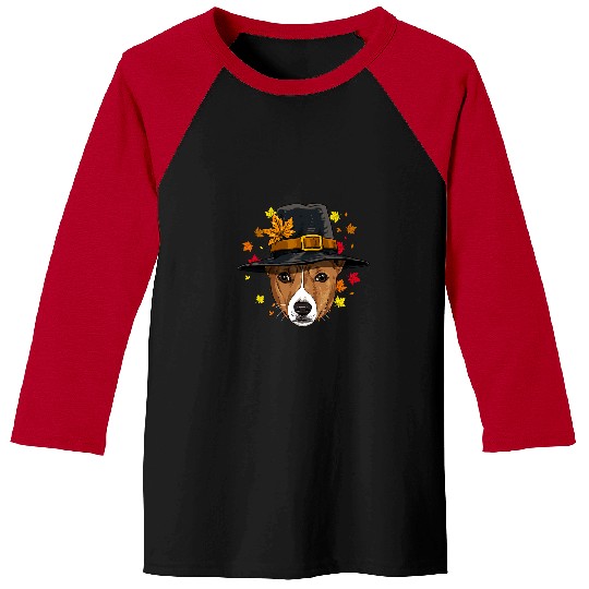 Dog Basenji Thanksgiving African Basenji Pilgrim Turkey Day Autumn Dog Baseball Tees