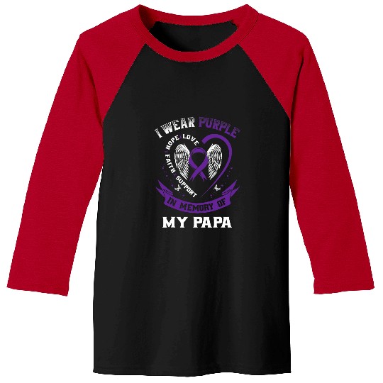 I Wear Purple In Memory Of Papa Epilepsy Awareness Graphic Baseball Tees